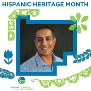 Hispanic business owner Rudy Garza Hispanic Heritage Month graphic